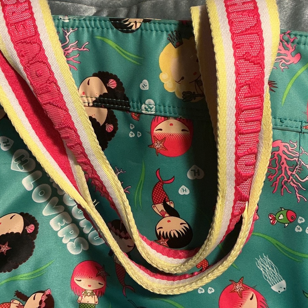 Charming Harajuku Lovers Mermaid Tote Bag with Colorful Characters - Picture 3 of 5